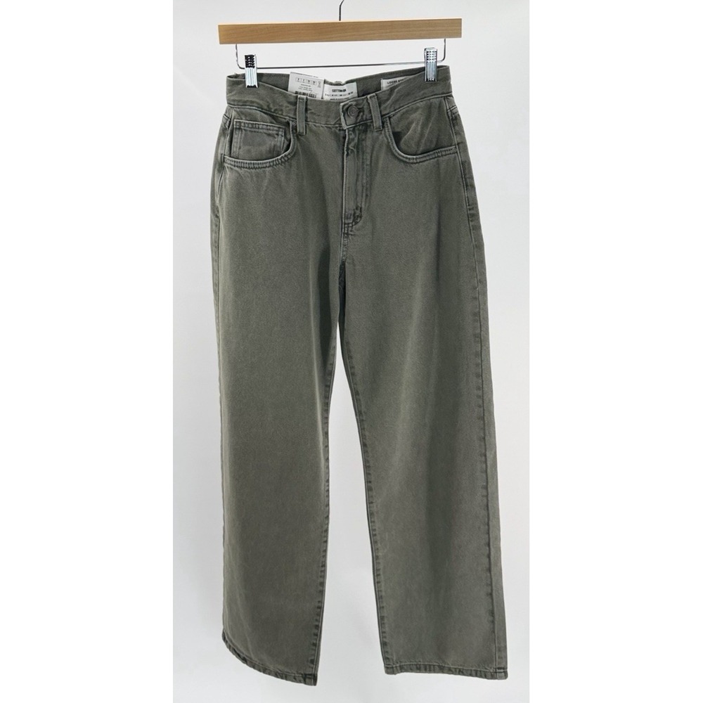 Cotton On Women's Loose Straight Jean Smokey Green Wash Denim Jeans Size 4